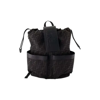 FENDI ROMA Cotton Backpack Medium Size Men's Black