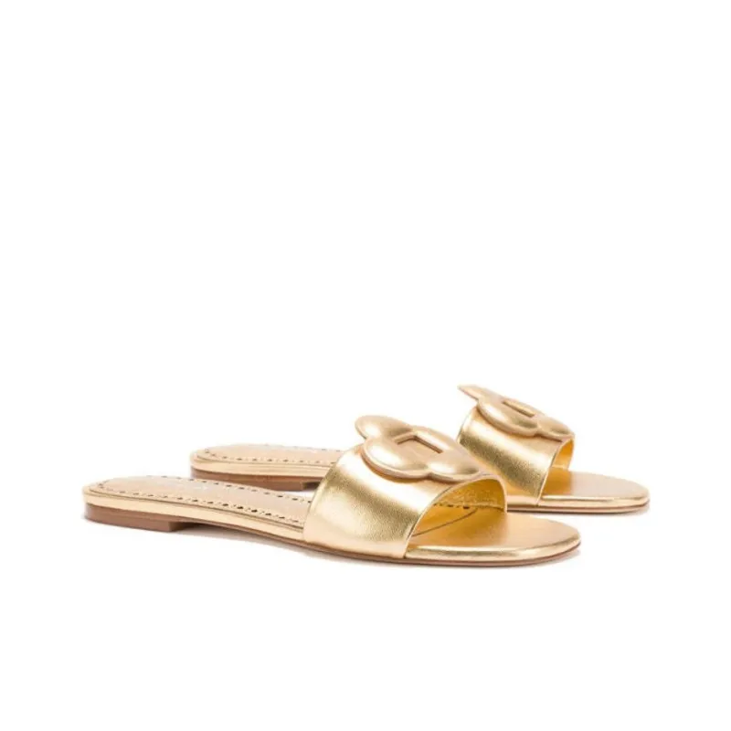 Larroude Slide Slippers Women's Gold-2
