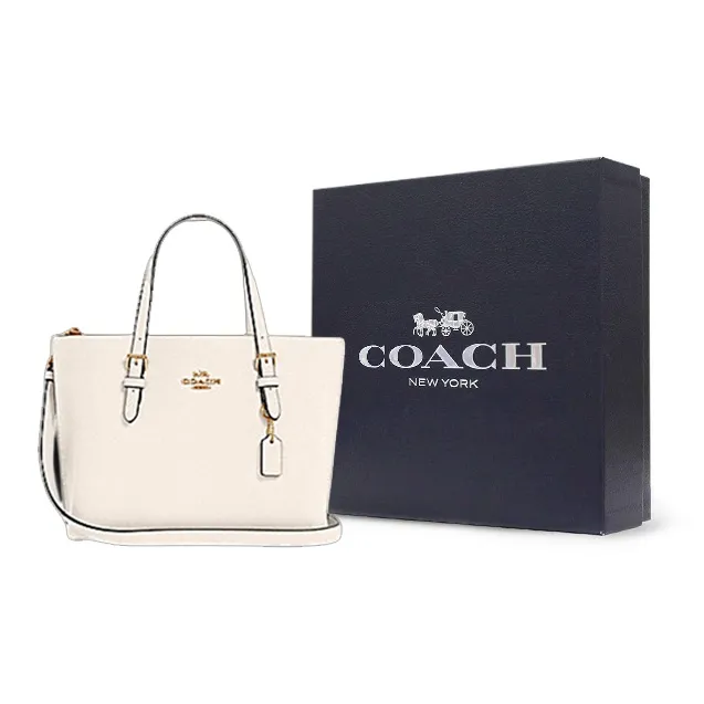 COACH Mollie Leather Tote Bag Shopping Bag Portable Crossbody Bag Shoulder Bag Medium Size Women's Chalk White-7