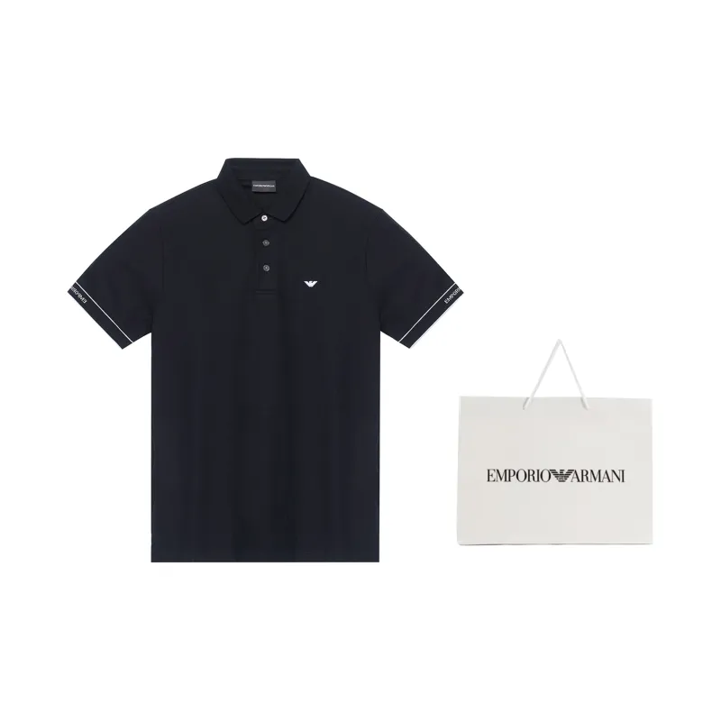 EMPORIO ARMANI Polo Shirt Men's Black With White Logo-2