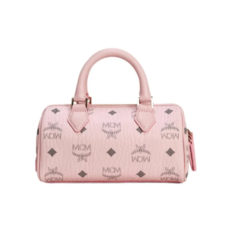 MCM Leather Crossbody Bag Mini Women's Light Mist Pink-1