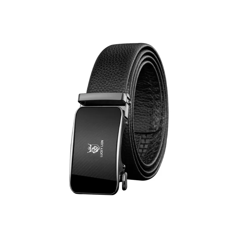 LUCKY LION Business Automatic Buckle Leather Belts Men's Gold, Gunmetal Width 3.5CM-1