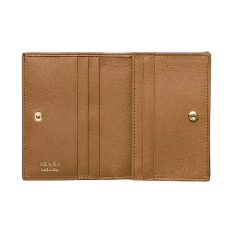 PRADA Leather Wallet Small Size Women's Caramel Brown-2