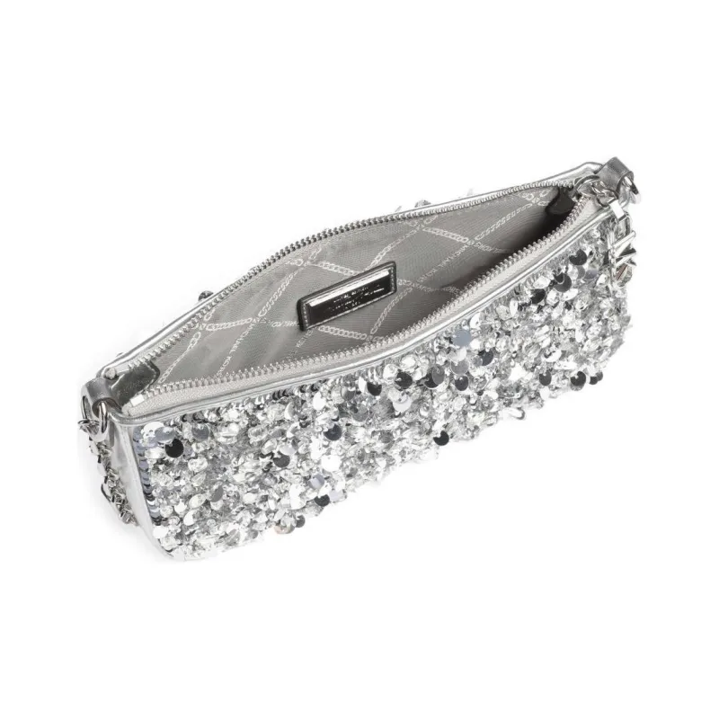 MICHAEL KORS Polyamide Handbag, Shoulder Bag Unisex Silver-3