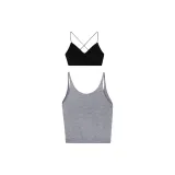 Black Strapless Tops+Gray Tank Tops