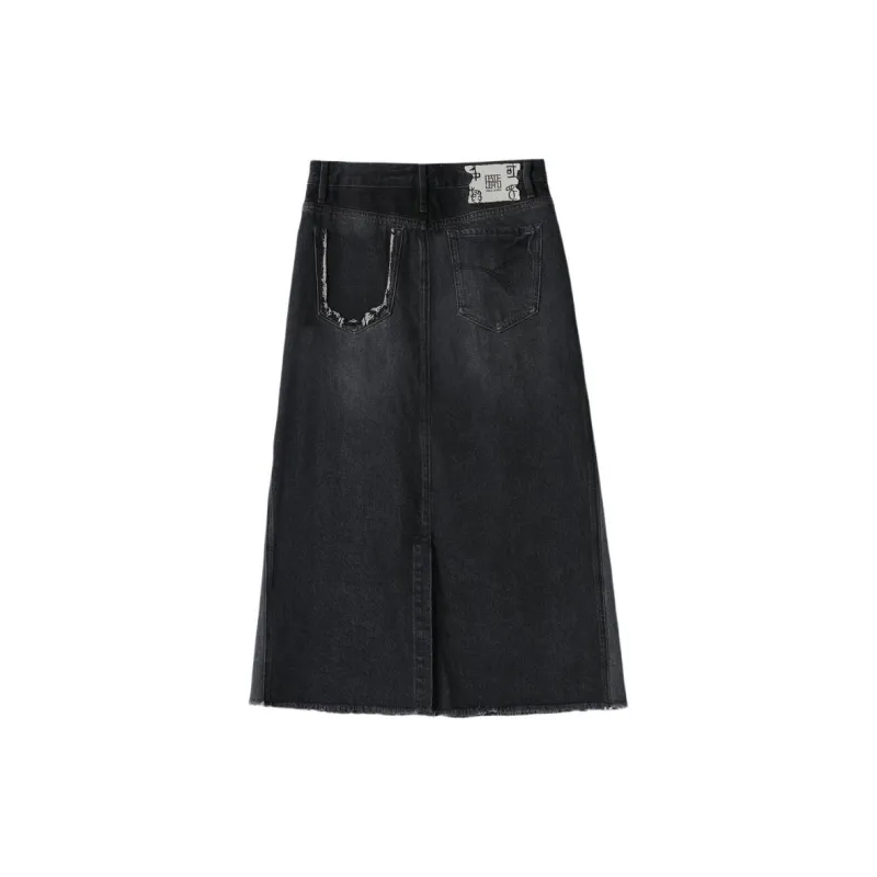 ABLE JEANS Denim Long Skirt Women's Charcoal Black-1