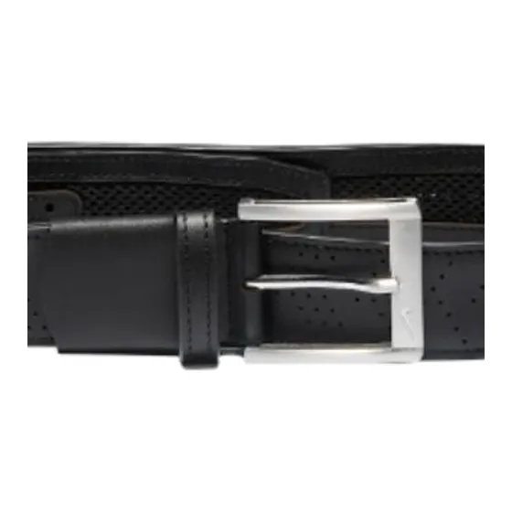 Nike Lightweight Mesh Lining Pin Buckle Cow Leather Polyester Rubber Zinc Alloy Leather Belts Unisex Black --2