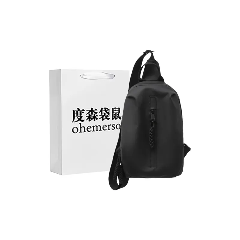 Dusen Kangaroo Nylon Sling Bag Regular Unisex White/Black-2
