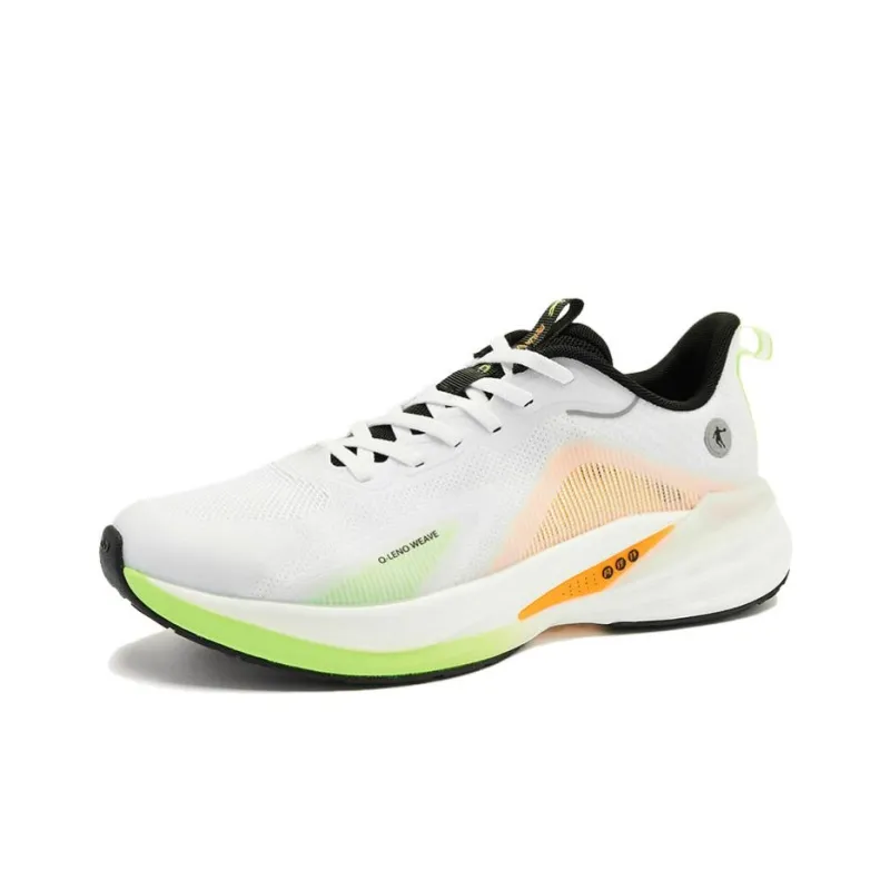 QIAODAN Windy 13 Anti-Slip Wear-Resistant Low-Top Running Shoes Men's White Orange-1