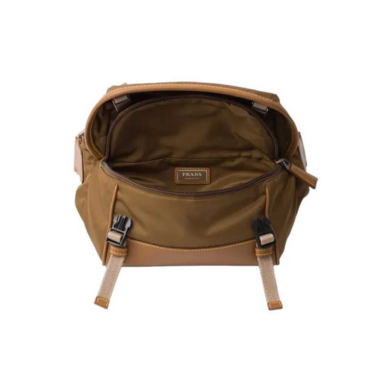 PRADA Recycled Nylon With Leather Crossbody Bag, Shoulder Bag Men's Cork Beige-2