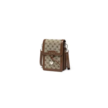 RED DRAGONFLY PU, Textile Crossbody Bag, Shoulder Bag, Cell Phone Pouch Regular Women's Coffee