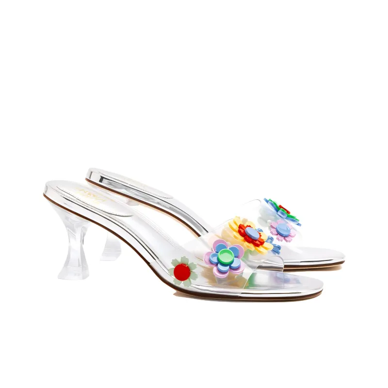 Gabriela Noelle x Larroude Slide Slippers Women's Silver White-2