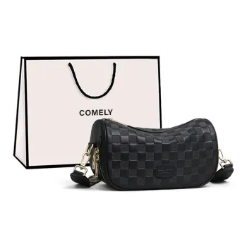 COMELY Synthetic Leather Pillow Bag Crossbody Bag Shoulder Bag Regular Women's Black/White
