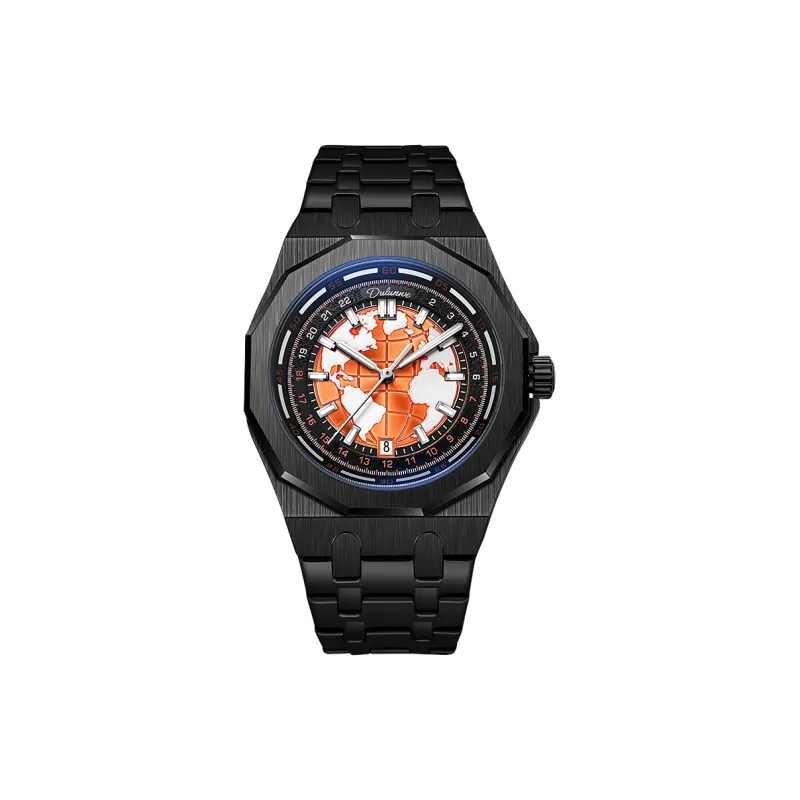 COJR &Dunlunwe Collaboration, Earth Collection Automatic Mechanical Movement Metal Strap Watch Men's Watches Blue Dial-3
