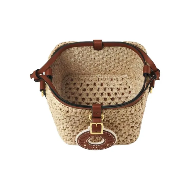 LOUIS VUITTON NOE Leather Trim Bucket Bags Shoulder Bag Crossbody Bag Women's Brown & Natural-2