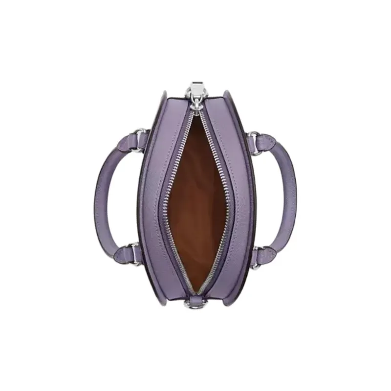 COACH Cross Grain Leather Handbag, Shoulder Bag, Crossbody Bag Small Size Women's Silver & Light Purple-1