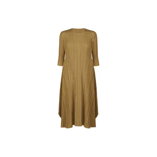 PLEATS PLEASE ISSEY MIYAKE Long-Sleeved Dresses Women's Light Brown