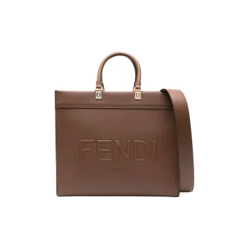 FENDI Sunshine Calfskin Tote Bag Shopping Bag Shoulder Bag Crossbody Bag Handbag Medium Size Women's Brown