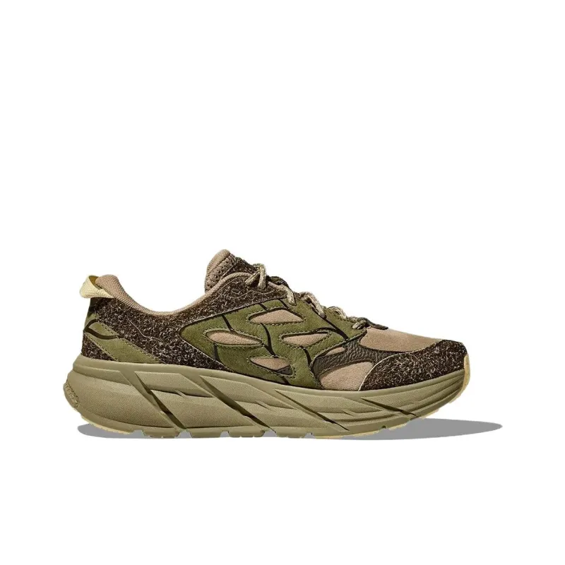 HOKA ONE ONE Clifton L Cushioning Wear Resistant Low Top Casual Running Shoes Men's Brown Green-1
