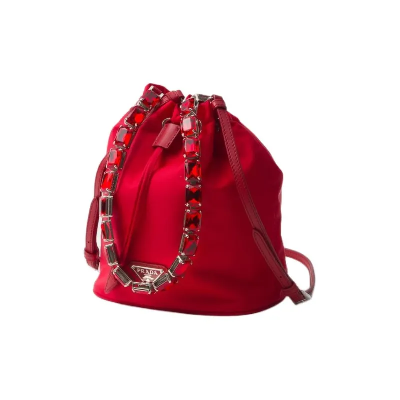 PRADA Recycled Nylon Handbag Shoulder Bag Crossbody Bag Mini Women's Red-1