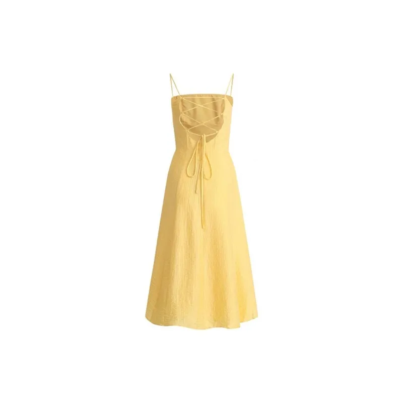 KUNZHUDAXIANG Slip Dress Women's Yellow-1