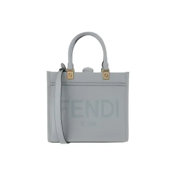 FENDI Sunshine Calfskin Tote Bag, Shopping Bag, Shoulder Bag, Crossbody Bag, Handbag Small Size Women's Light Blue