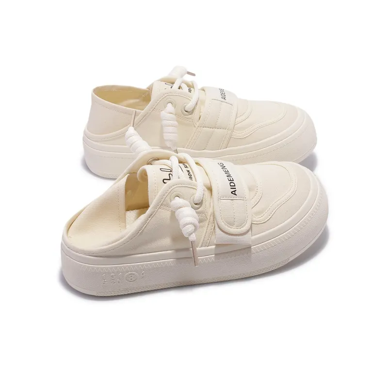 MKTKM Shock Absorbers With Slip Resistant And Abrasion Resistant Properties Low Top Casual Shoes Women's Beige-3