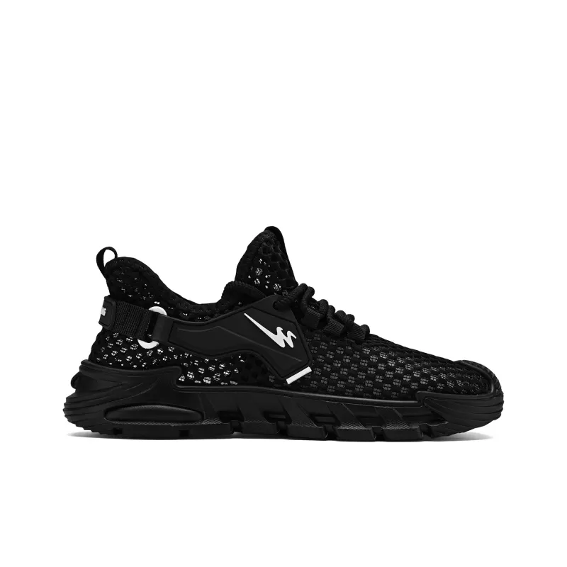 Binary Lightweight, Breathable, And Slip Resistant Low Top Running Shoes Men's Black-2