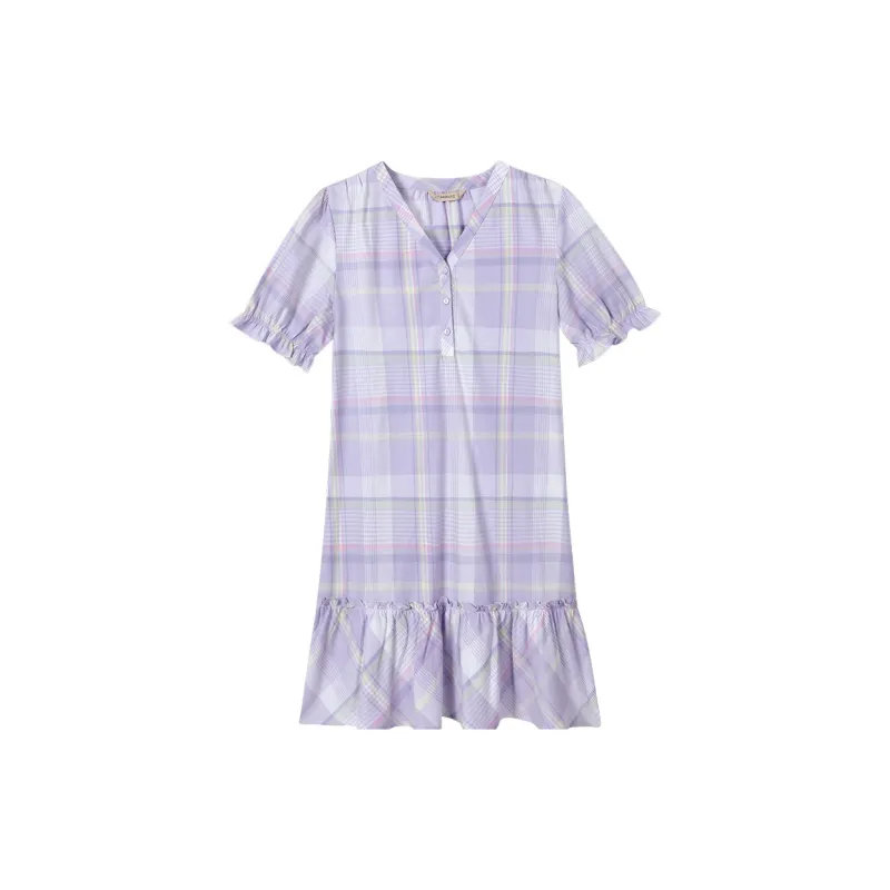 AUTUMNDEER Nightgown Women's Light Purple-0