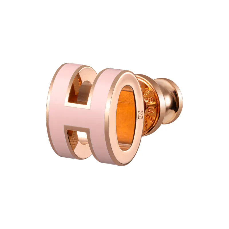 HERMES Gold Plated Earrings Women's Rose Gold-2