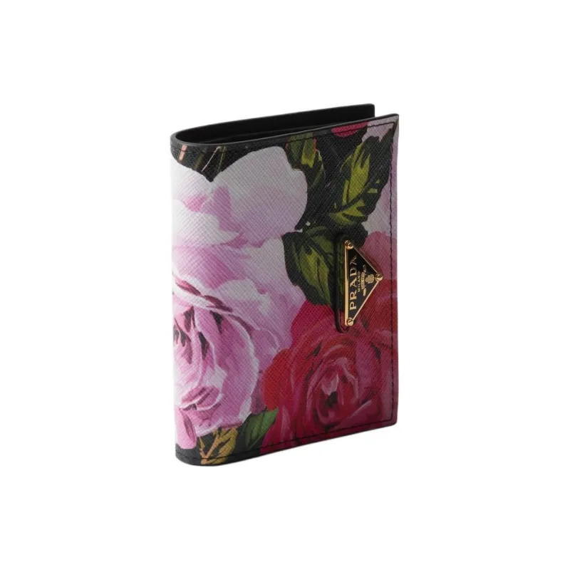 PRADA Saffiano Leather Wallet Trumpets Women's Black & Multicolor-1