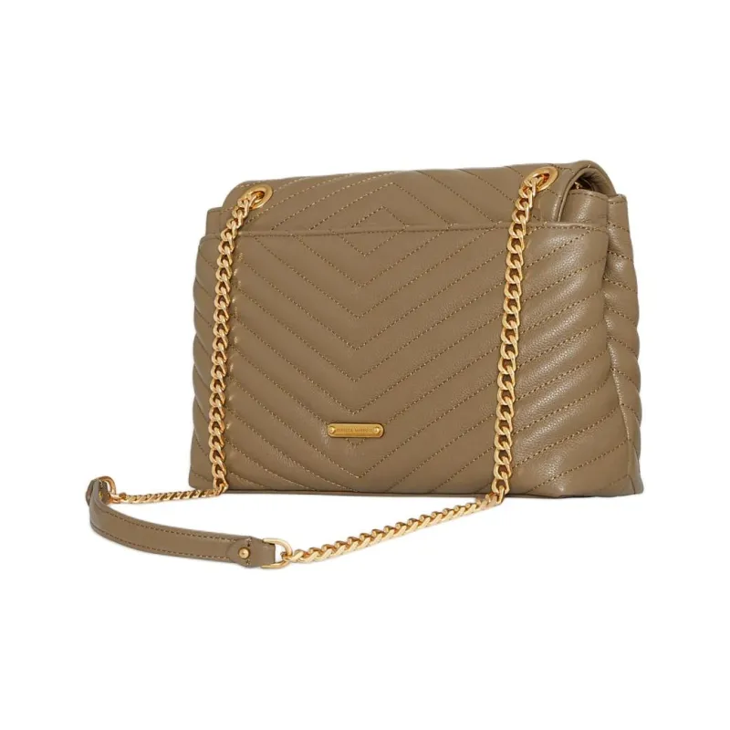 REBECCA MINKOFF Edie Genuine Leather Shoulder Bag Women's Khaki-1