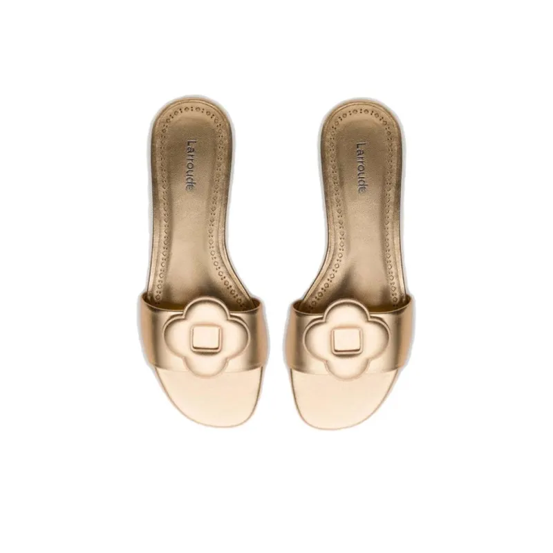 Larroude Slide Slippers Women's Gold-3