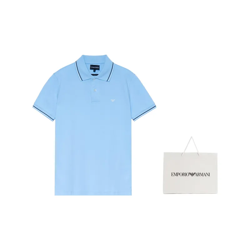 EMPORIO ARMANI SS22 Polo Shirt Men's Light Blue-2
