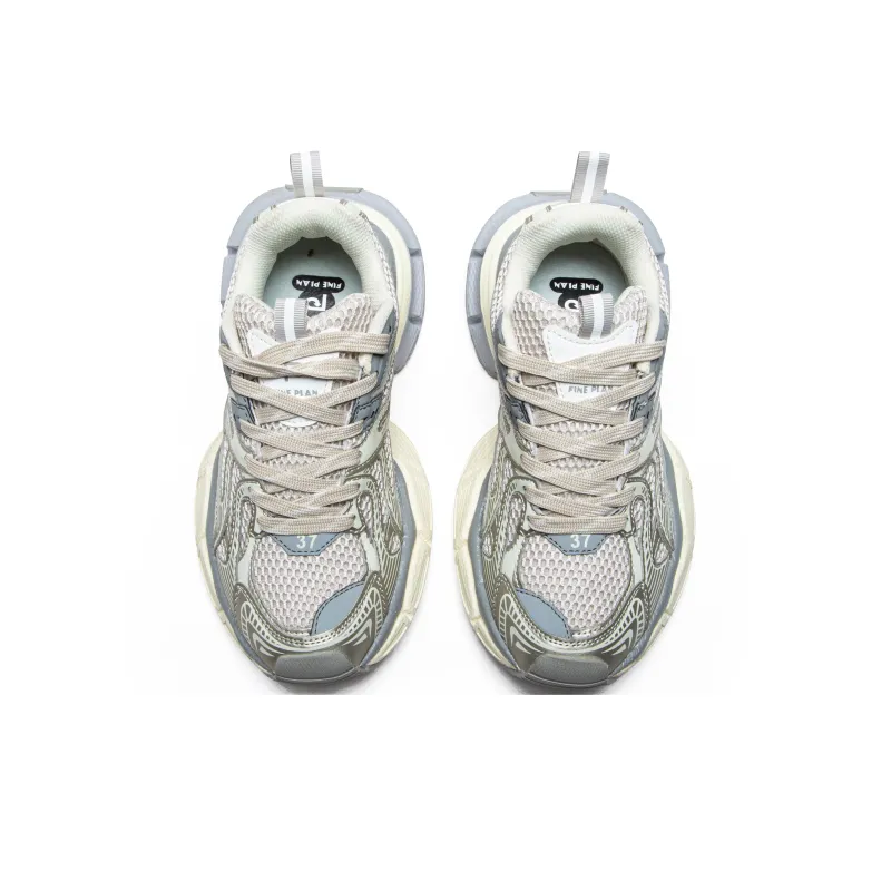 FINEPLAN Cushioning Anti-Slip And Wear-Resistant Low-Top Chunky Sneakers Unisex Silver Blue-9