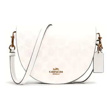 COACH Ellen Canvas Leather Fabric Shoulder Bag, Crossbody Bag Regular Women's Glacier White Monogram