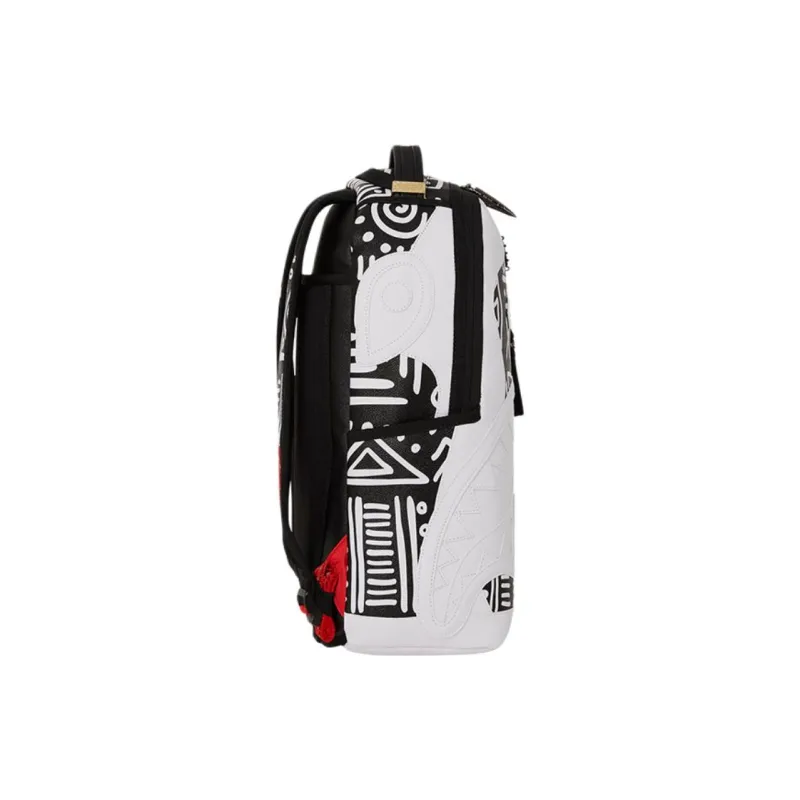 SPRAYGROUND Ai SANDFLOWER Collaboration Artificial Leather Backpack Unisex White Black-3