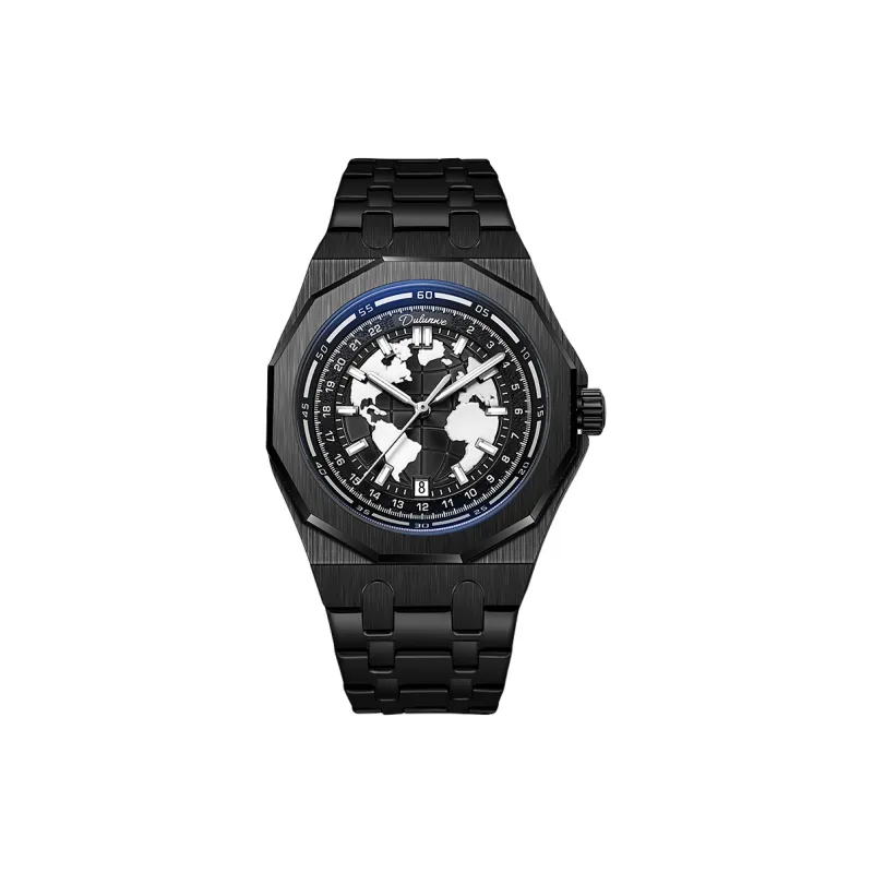 COJR &Dunlunwe Collaboration, Earth Collection Automatic Mechanical Movement Metal Strap Watch Men's Watches Blue Dial-4