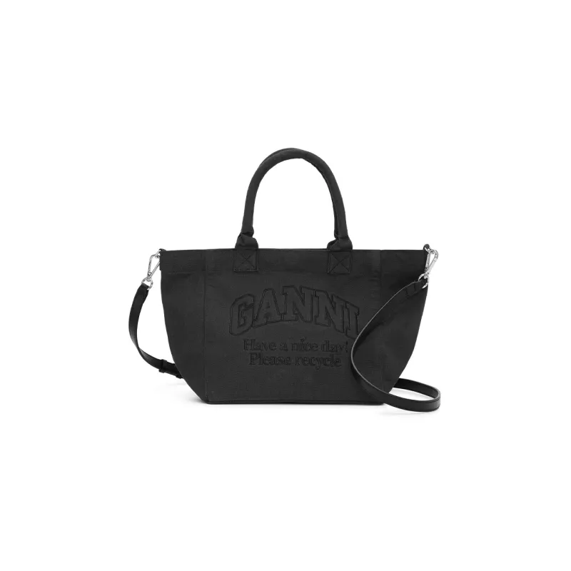 GANNI Logo embroidered Tote Bag-0