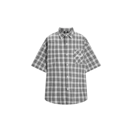 404MOB GANG Shirts Unisex Black/White Plaid Fabric