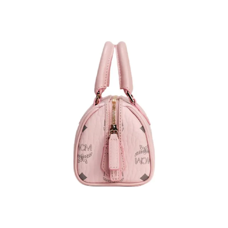 MCM Leather Crossbody Bag Mini Women's Light Mist Pink-2