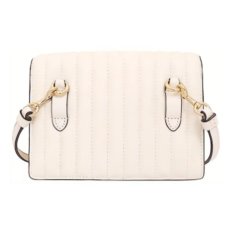 COACH Foldover Quilting Leather Shoulder Bag Crossbody Bag Fanny Pack Small Size Women's Pure White-2