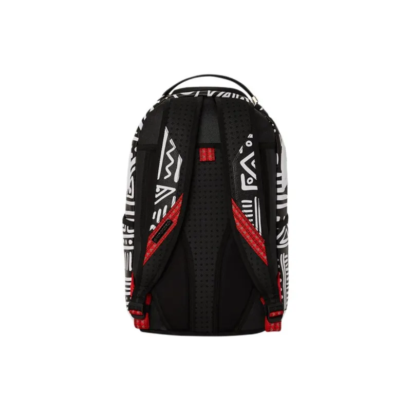 SPRAYGROUND Ai SANDFLOWER Collaboration Artificial Leather Backpack Unisex White Black-4