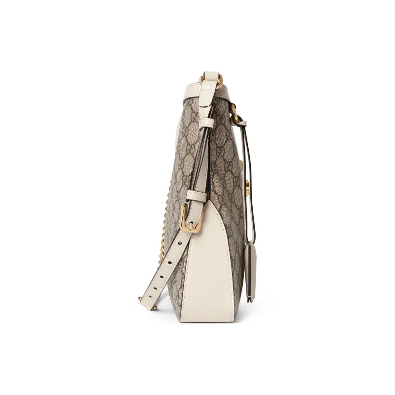 GUCCI Padlock Canvas With Leather Binding Handbag, Shoulder Bag Medium Size Women's White & Ebony-2