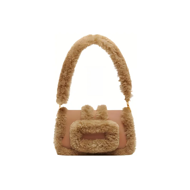Jacquemus Le Petit Bambino Shearling Portable Crossbody Bag Shoulder Bag Women's Camel-2