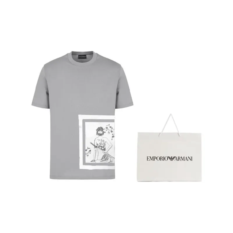 EMPORIO ARMANI SS24 T Shirt Men's Silver-1