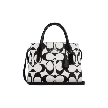 COACH Canvas With Leather Tote Bag, Shopping Bag, Shoulder Bag, Handbag Large Size Women's Silver & Chalk Multicolor