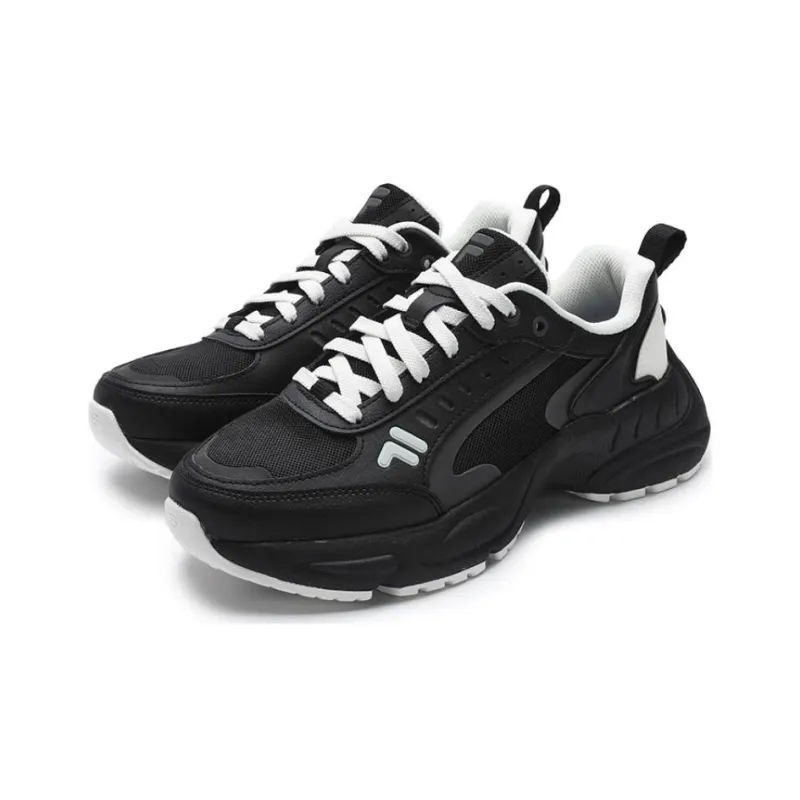 FILA FUSION RACEUP Shock Absorbers Slip Resistant Breathable Low Top Casual Shoes Men's Black-1