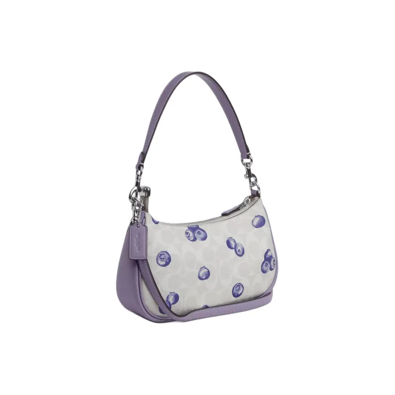 COACH Teri Blueberry Print Shoulder Bags Light Violet-1