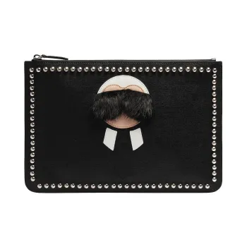 FENDI Genuine Leather Clutch Men's Black